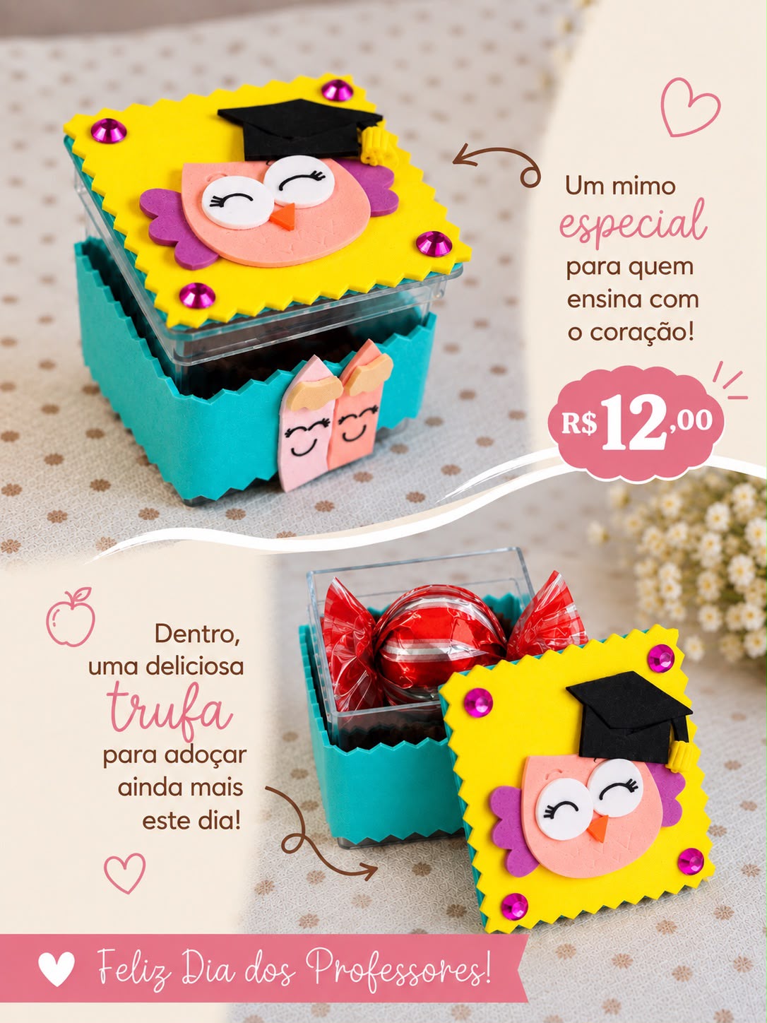 Caixinha acrílica personalizada com trufa