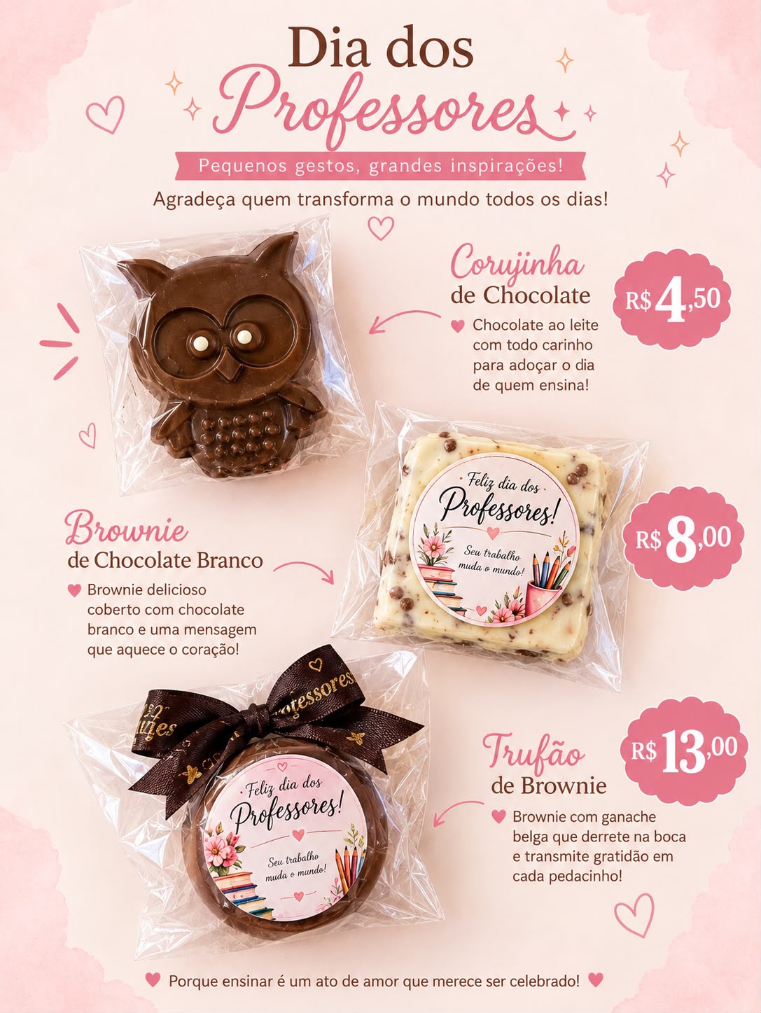 Corujinha de Chocolate Dia dos Professores